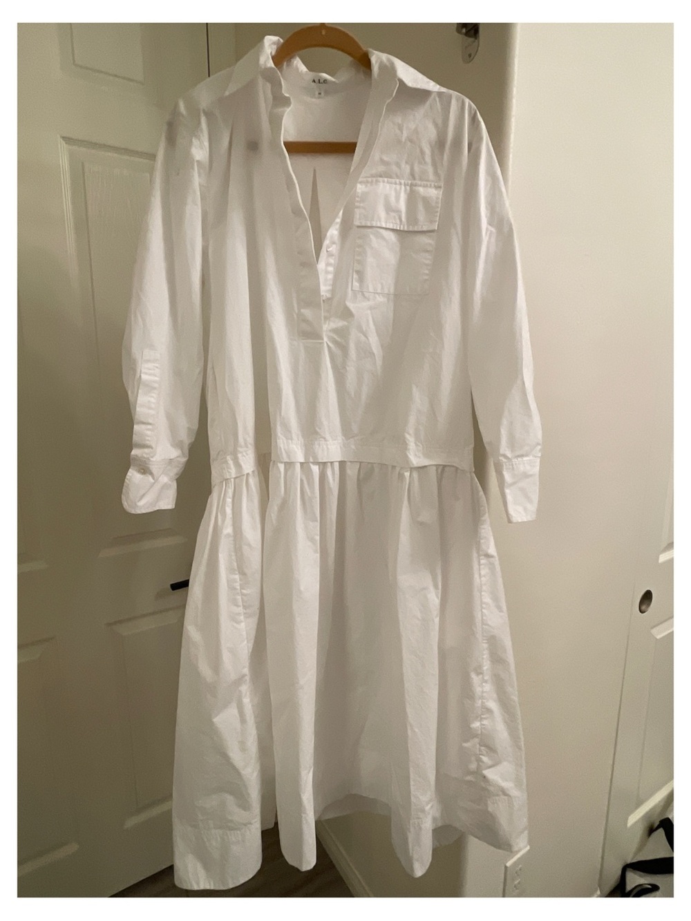 A.L.C. White Long-Sleeve Popover Shirt Dress